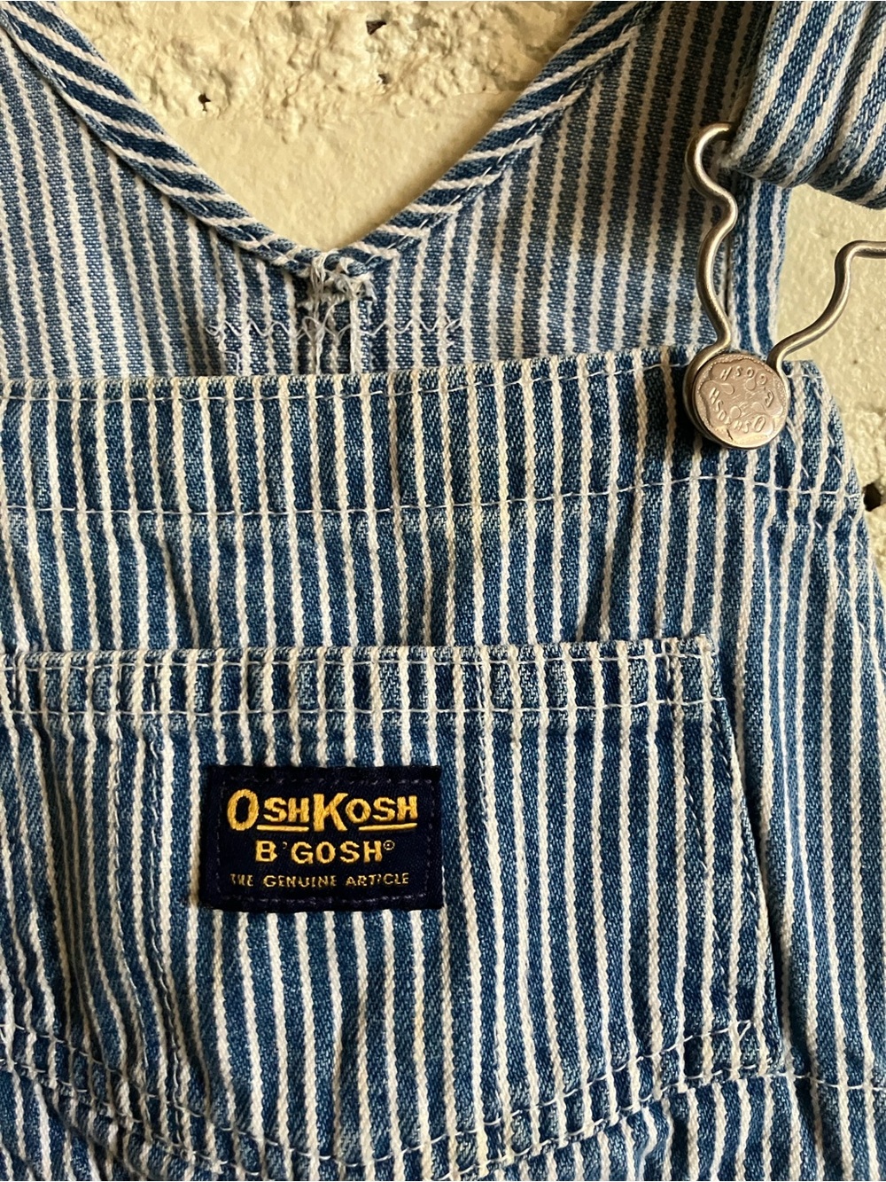 Vintage OshKosh B’gosh Vestbak hickory stripe overalls size 24 m